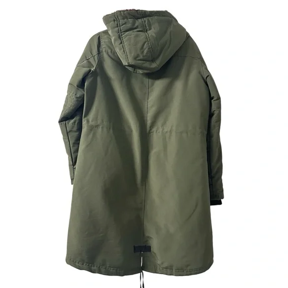 Canada Weathergear Green Hooded Parka Coat Faux Fur Lining Womens size Large - Picture 2 of 7